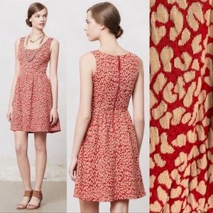 Maeve x Anthropologie Caldera Red Animal Print Fit & Flare Dress, Size Medium